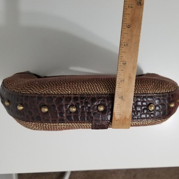 Vintage Eric Javits New York Gold Woven Squishee Studded Hobo Leather Bag - Picture 12 of 16